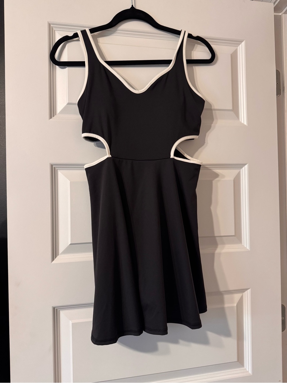 Old Navy Black Mini Dress with White Trim Cutouts